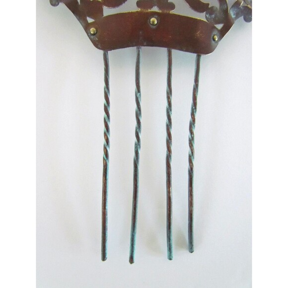 Antique Metal Hair Comb Mantilla Scroll Cutout Ornate 1800s HUGE main image 10